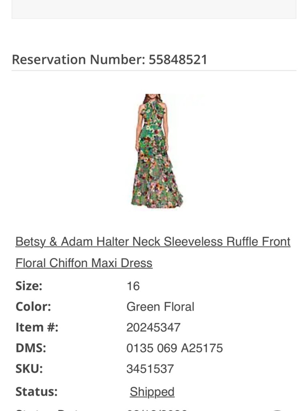 Betsy & Adam Green Floral Ruffled Halter Maxi Dress - Picture 2 of 10